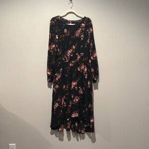 Black with pink and gold floral design dress. I love this dress!!